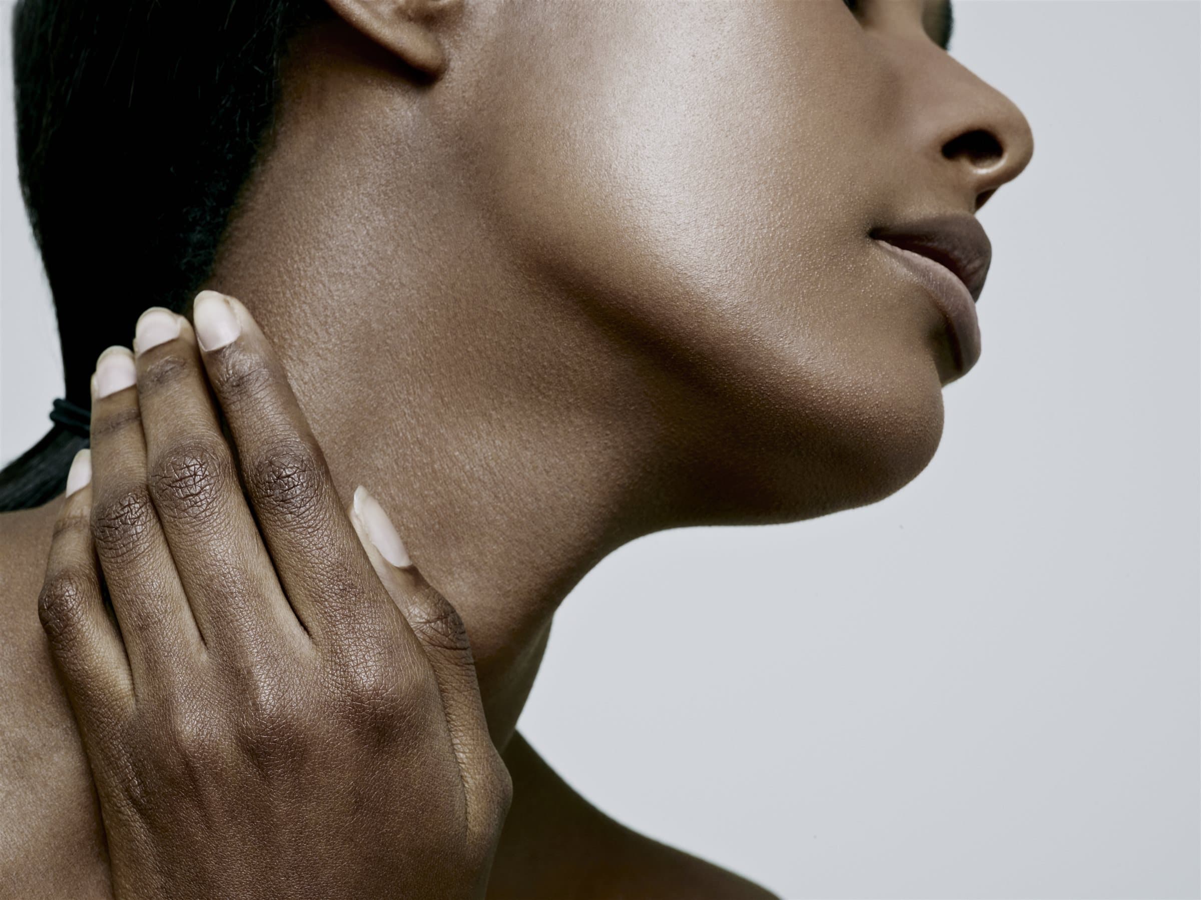 Close-up of smooth, healthy, glowing skin