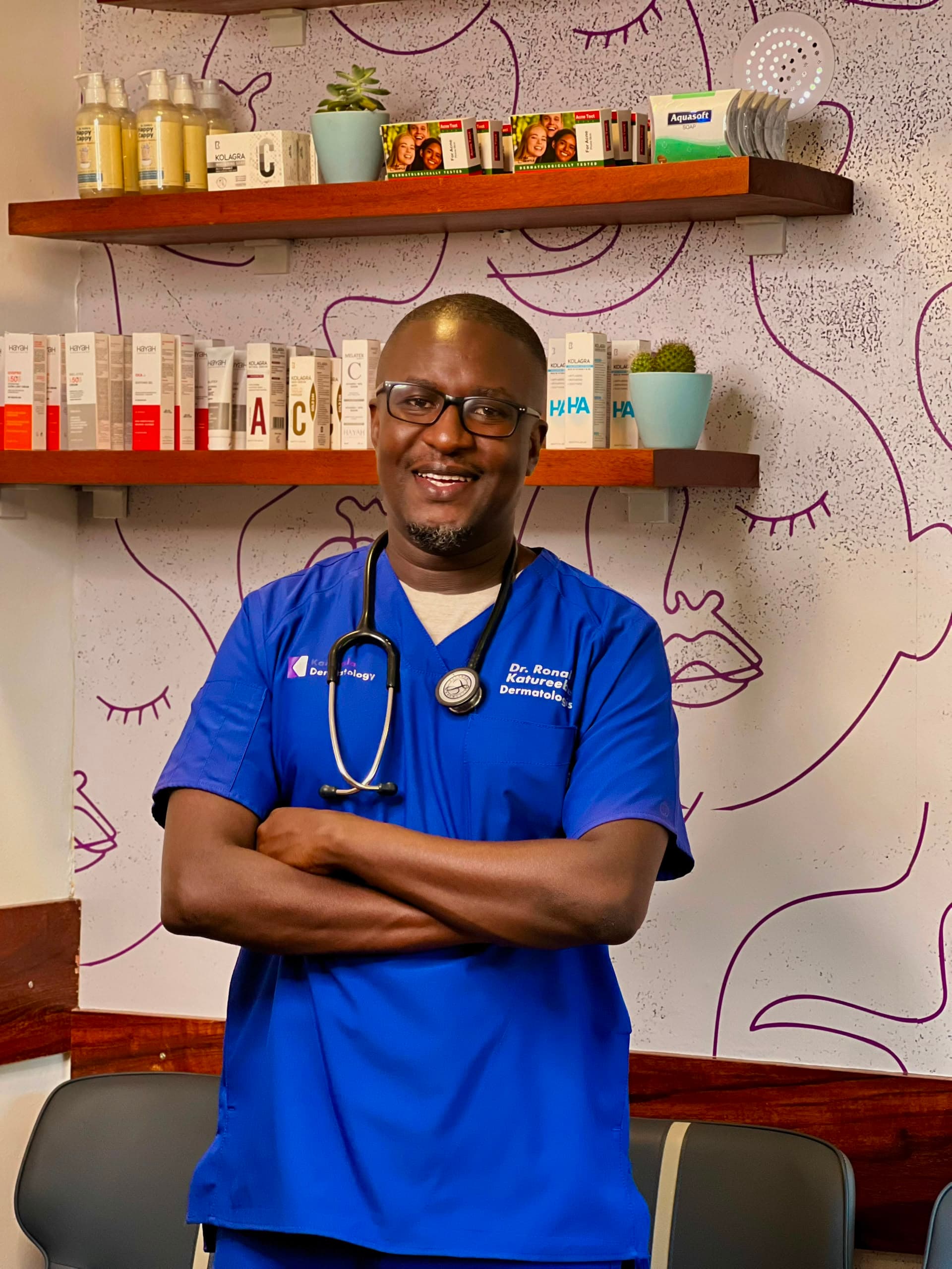 Dr Ronald Katureebe, Founder and Lead Dermatologist of Kampala Dermatology, at the clinic
